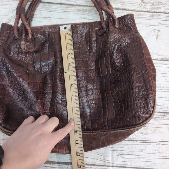 Le Tanneur Brown Crocodile Leather Handbag - Picture 3 of 9